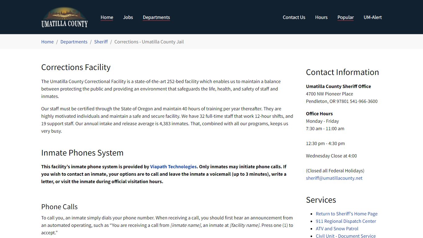 Corrections - Umatilla County Jail