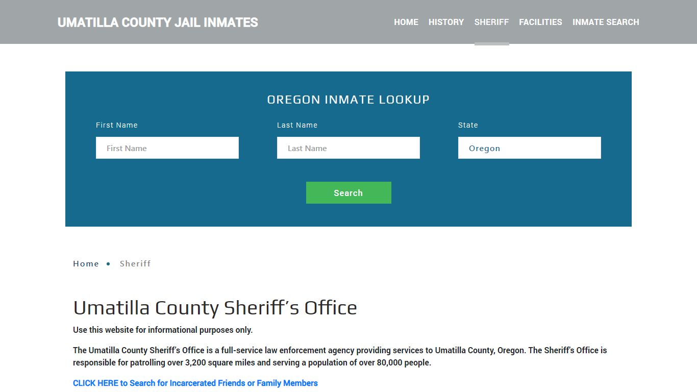 Umatilla County Sheriff, OR Arrest Warrant Lookup